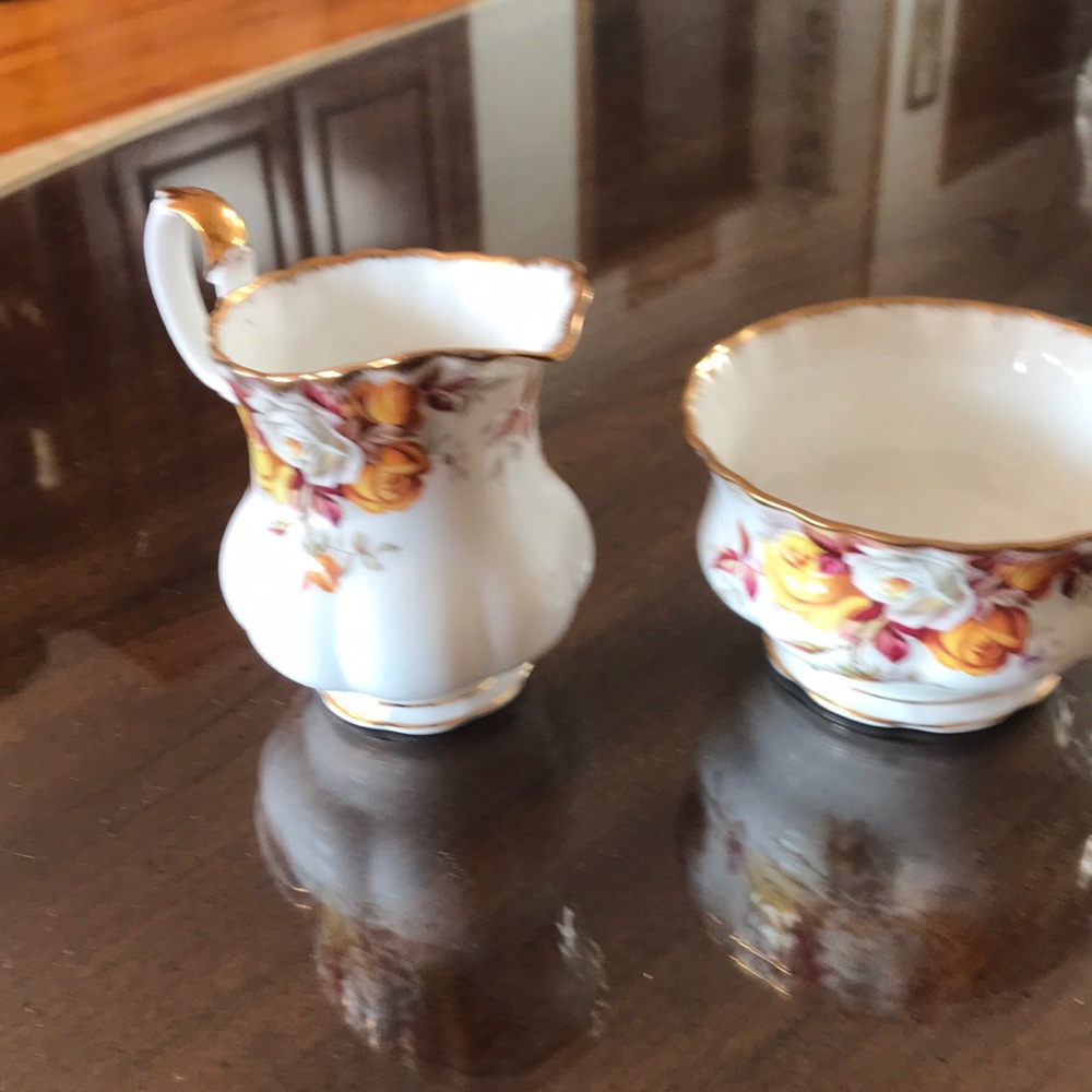 Royal Albert Lenora small creamer and open sugar bowl